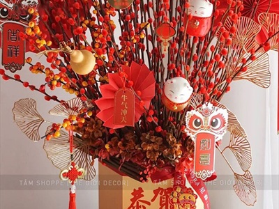 Set 06 đầu lân giấy ép kim kèm dây treo PKT-TET-03