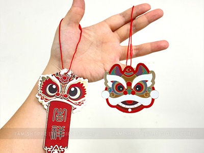 Set 06 đầu lân giấy ép kim kèm dây treo PKT-TET-03