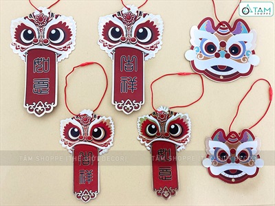 Set 06 đầu lân giấy ép kim kèm dây treo PKT-TET-03