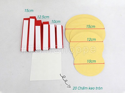 Set 06 quạt giấy đỏ tròn gấp sẵn 3 size [Sẵn keo - Tặng phụ kiện] QUAT-03
