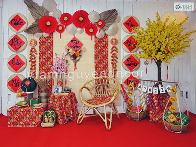 Set 06 quạt giấy đỏ tròn gấp sẵn 3 size [Sẵn keo - Tặng phụ kiện] QUAT-03