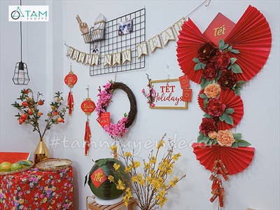 Set 06 quạt giấy đỏ tròn gấp sẵn 3 size [Sẵn keo - Tặng phụ kiện] QUAT-03