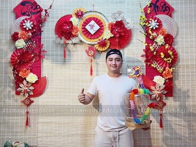 [ORDER] Set khánh Tết Xuân quạt vàng Phúc Lộc Tài [Có lẻ - Handmade kĩ đẹp] KHANHTET-02