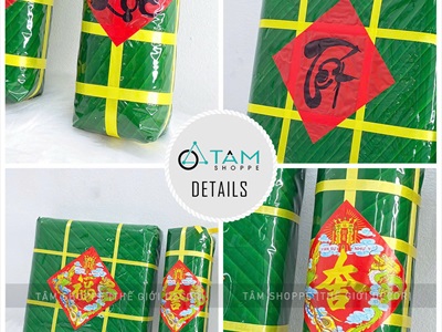 Set mô hình bánh chưng bánh tét mút xốp 02 size vừa và trung [Gồm 01 chưng+ 02 tét] CHUNGTET-01