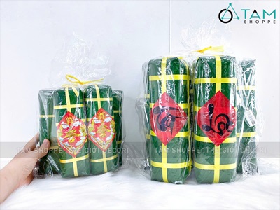 Set mô hình bánh chưng bánh tét mút xốp 02 size vừa và trung [Gồm 01 chưng+ 02 tét] CHUNGTET-01