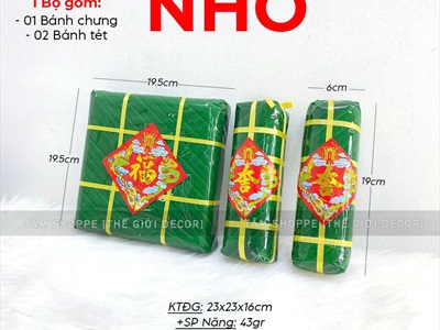 Set mô hình bánh chưng bánh tét mút xốp 02 size vừa và trung [Gồm 01 chưng+ 02 tét] CHUNGTET-01