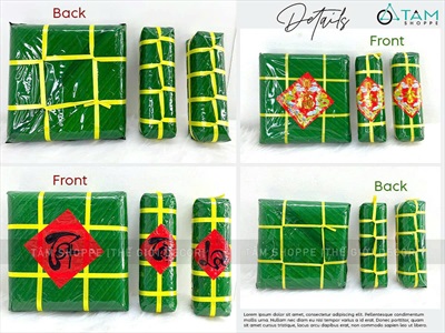 Set mô hình bánh chưng bánh tét mút xốp 02 size vừa và trung [Gồm 01 chưng+ 02 tét] CHUNGTET-01
