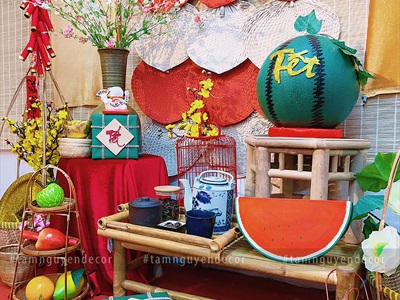 Trái dưa hấu giả decor cỡ lớn ĐK20-30cm [Xốp đặc - Kèm đế] TRAI-DUAHAU-01