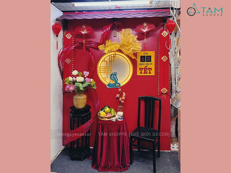 Backdrop Tết Ngói đỏ [2025 - Tâm Nguyễn Decor] CC-TET-2503