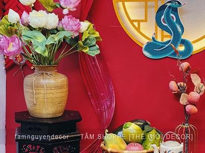 Backdrop Tết Ngói đỏ [2025 - Tâm Nguyễn Decor] CC-TET-2503