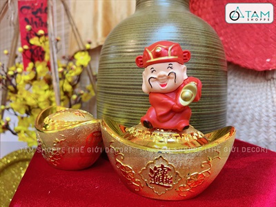 Tượng ông thần tài nhựa nhỏ cầm tiền vàng cao 6cm [Chuẩn đẹp - Được chọn kiểu] TUONG-THANTAI-01