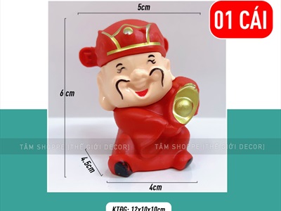 Tượng ông thần tài nhựa nhỏ cầm tiền vàng cao 6cm [Chuẩn đẹp - Được chọn kiểu] TUONG-THANTAI-01