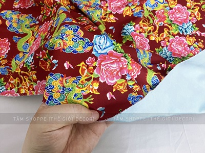 Vải họa tiết rồng phượng chim công khổ 1m6 [thun cát hàn - bán theo 1m tới] PK-VAI-10