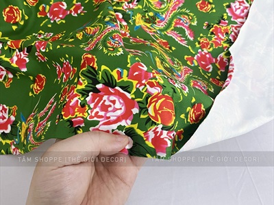 Vải họa tiết rồng phượng chim công khổ 1m6 [thun cát hàn - bán theo 1m tới] PK-VAI-10