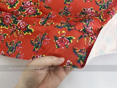 Vải họa tiết rồng phượng chim công khổ 1m6 [thun cát hàn - bán theo 1m tới] PK-VAI-10