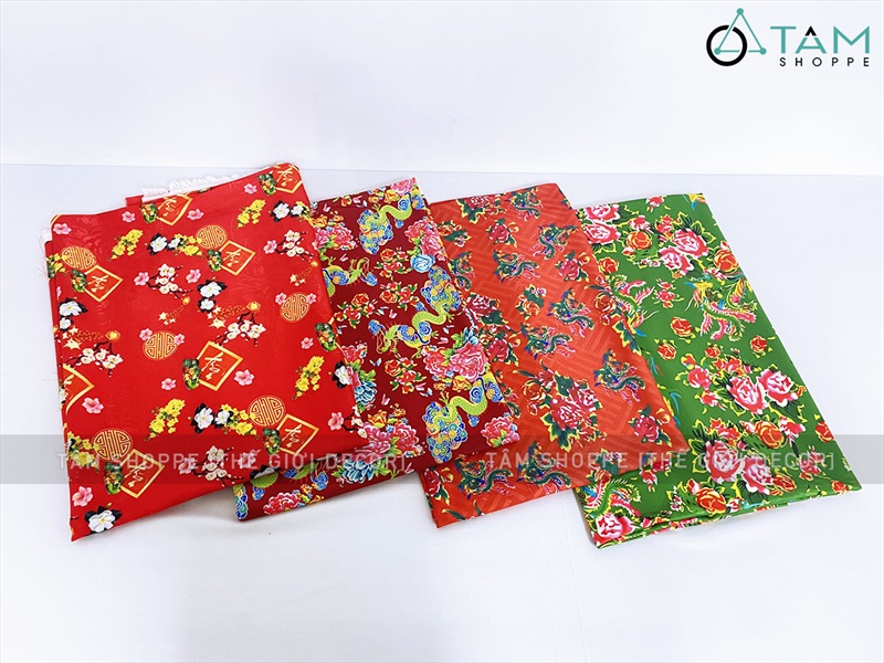 Vải họa tiết rồng phượng chim công khổ 1m6 [thun cát hàn - bán theo 1m tới] PK-VAI-10