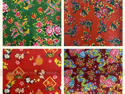 Vải họa tiết rồng phượng chim công khổ 1m6 [thun cát hàn - bán theo 1m tới] PK-VAI-10