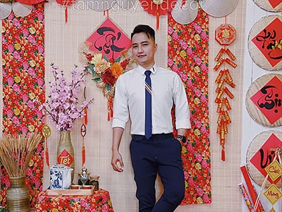 Vòng hoa chữ Tết thư pháp hình thoi mẫu đơn treo pháo [Viết tay - Kĩ đẹp] VTC-T-41