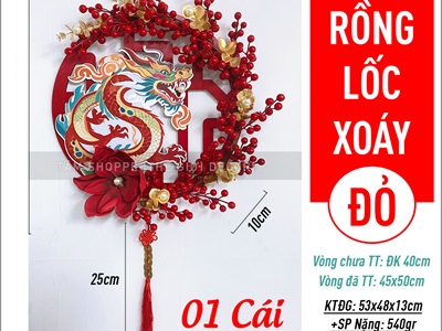 Vòng hoa treo Tết chủ đề Rồng Giáp Thìn 2024 ĐK40-50cm [Độc quyền - Kĩ đẹp] VTC-T-40