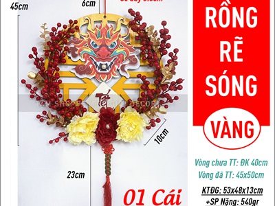 Vòng hoa treo Tết chủ đề Rồng Giáp Thìn 2024 ĐK40-50cm [Độc quyền - Kĩ đẹp] VTC-T-40