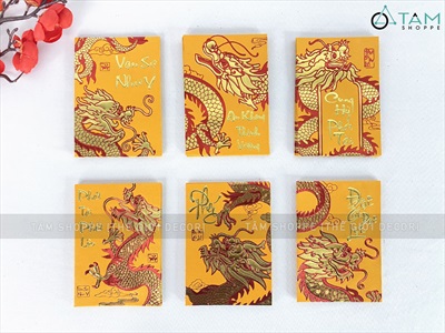 Xấp 06 bao lì xì Tết Rồng vàng ép kim mã YT3304 [Nửa tờ tiền - Được chọn kiểu] BAOLIXI-03-YT3304