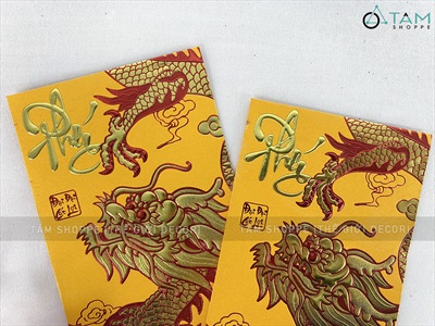 Xấp 06 bao lì xì Tết Rồng vàng ép kim mã YT3304 [Nửa tờ tiền - Được chọn kiểu] BAOLIXI-03-YT3304