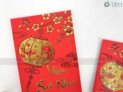 Xấp 06 bao lì xì Tết vàng đỏ ép kim mã YT2107 [Nguyên tờ tiền - Được chọn kiểu] BAOLIXI-02
