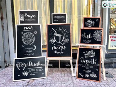 Bảng đen viết phấn Menu nhiều cỡ và giá đỡ tiện lợi [Lẻ từng món/Combo] BANGDEN-03