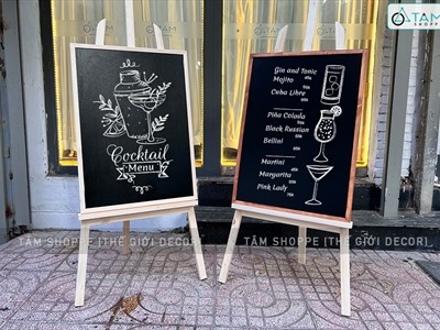 Bảng đen viết phấn Menu nhiều cỡ và giá đỡ tiện lợi [Lẻ từng món/Combo] BANGDEN-03