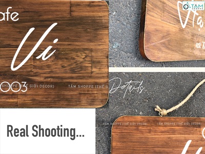 Bảng hiệu gỗ nâu đen Rustic bo góc chữ trắng [Nội dung - Kích thước theo yêu cầu] YC-BANGHIEU-01