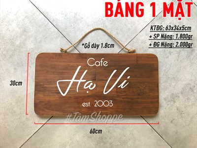 Bảng hiệu gỗ nâu đen Rustic bo góc chữ trắng [Nội dung - Kích thước theo yêu cầu] YC-BANGHIEU-01