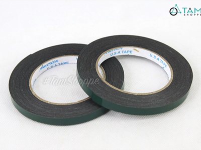 Băng keo 2 mặt xốp xanh đen siêu dính bản 1cm cuộn 6m DCHM-BK-02