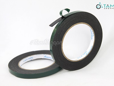 Băng keo 2 mặt xốp xanh đen siêu dính bản 1cm cuộn 6m DCHM-BK-02