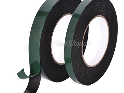 Băng keo 2 mặt xốp xanh đen siêu dính bản 1cm cuộn 6m DCHM-BK-02