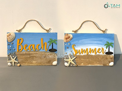 Bảng treo cửa Beach Summer bãi biển cây dừa BTC-BIEN-01
