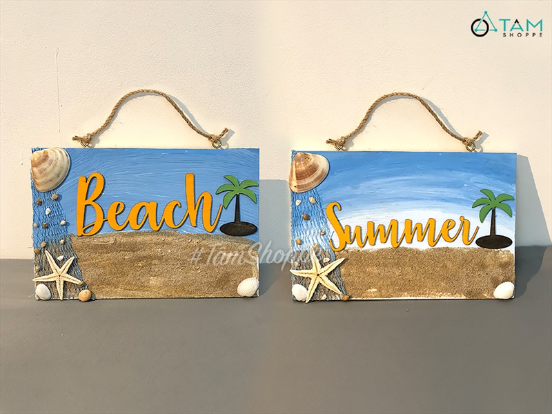 Bảng treo cửa Beach Summer bãi biển cây dừa BTC-BIEN-01