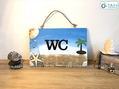 Bảng WC treo cửa bãi biển cây dừa BTC-WC-01
