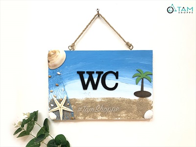 Bảng WC treo cửa bãi biển cây dừa BTC-WC-01