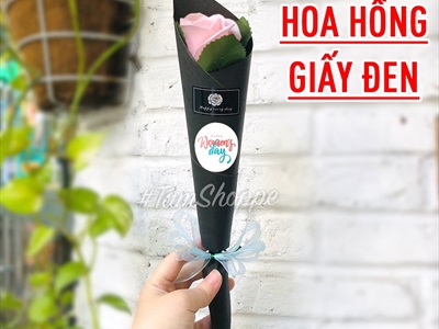 Bó 1 bông hồng sáp có chữ Happy women's day [ Tặng 8-3 - sinh nhật - valentine ] hàng đẹp