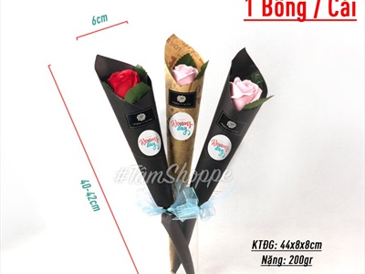 Bó 1 bông hồng sáp có chữ Happy women's day [ Tặng 8-3 - sinh nhật - valentine ] hàng đẹp