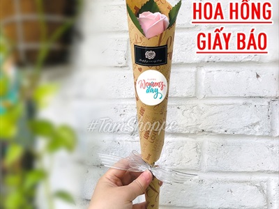 Bó 1 bông hồng sáp có chữ Happy women's day [ Tặng 8-3 - sinh nhật - valentine ] hàng đẹp