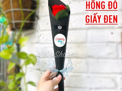 Bó 1 bông hồng sáp có chữ Happy women's day [ Tặng 8-3 - sinh nhật - valentine ] hàng đẹp