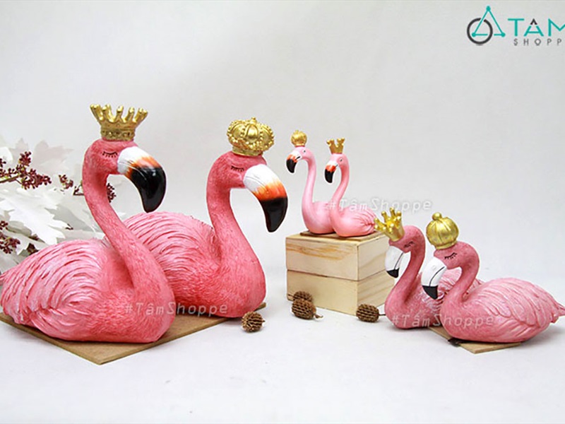 Bộ 2 tượng chim hồng hạc King Queen đang nằm TCV-HHAC-01