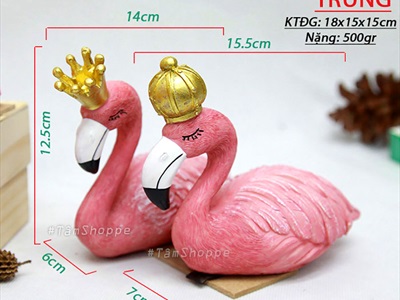 Bộ 2 tượng chim hồng hạc King Queen đang nằm TCV-HHAC-01