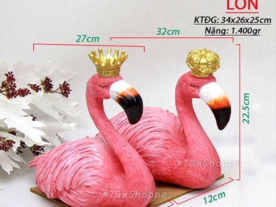 Bộ 2 tượng chim hồng hạc King Queen đang nằm TCV-HHAC-01