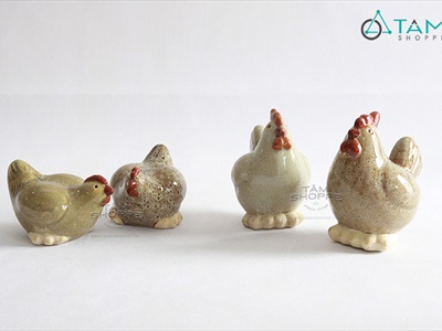 Bộ 2 tượng gà gốm trống mái TCV-GA-01
