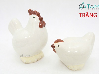 Bộ 2 tượng gà gốm trống mái TCV-GA-01