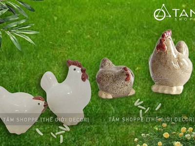 Bộ 2 tượng gà gốm trống mái TCV-GA-01