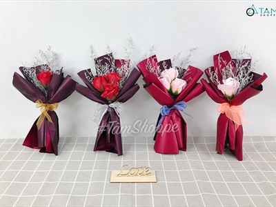 Bó hoa hồng sáp sao trắng kiểu hoa cưới 1-3 bông [ Tặng 8-3 - sinh nhật - valentine ]