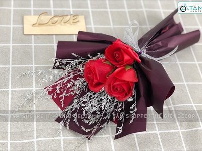 Bó hoa hồng sáp sao trắng kiểu hoa cưới 1-3 bông [ Tặng 8-3 - sinh nhật - valentine ]